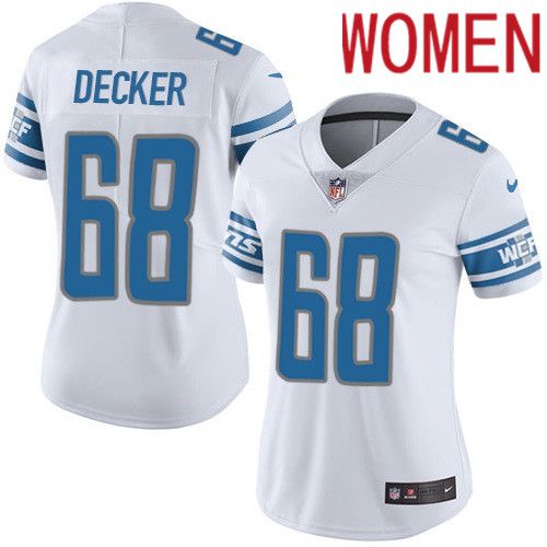 Women Detroit Lions #68 Taylor Decker Nike White Vapor Limited NFL Jersey